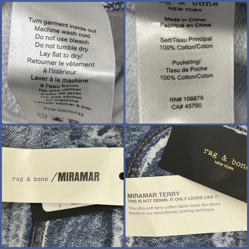 NEW Rag & Bone Miramar Lynn Printed Denim Jogger Pant Cotton Terry Pull-On SMALL - Picture 16 of 16